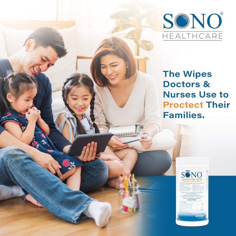 SONO Disinfecting Wipes - Alcohol-Free, No Bleach, Medical-Grade I Multi-Surface Cleaning for Home, School, Office I Gentle on Electronic Devices I Everyday Use I 480 CT (Canister of 6) - Image 2