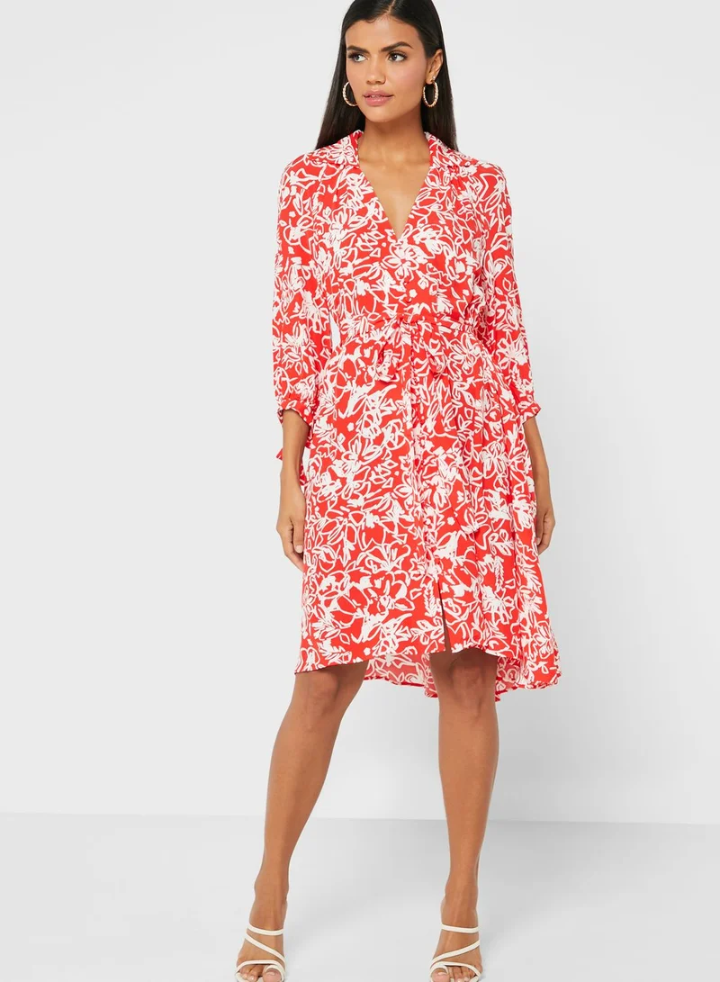 French Connection Floral Print Shirt Dress
