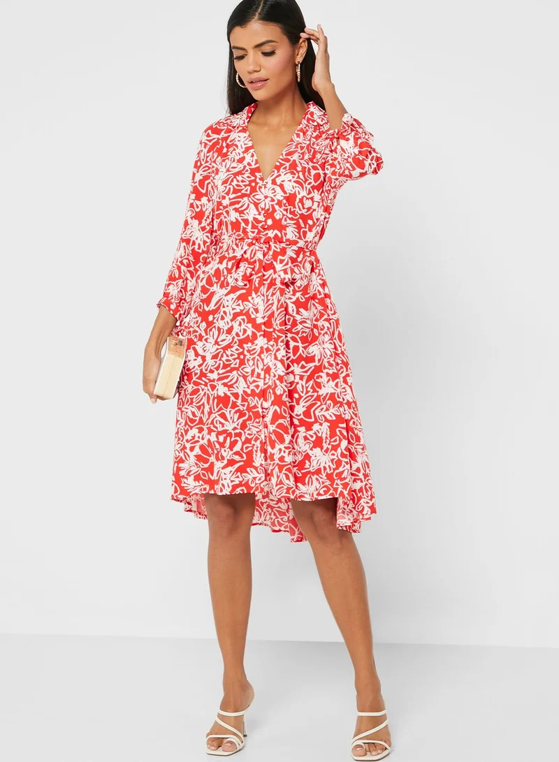 French Connection Floral Print Shirt Dress