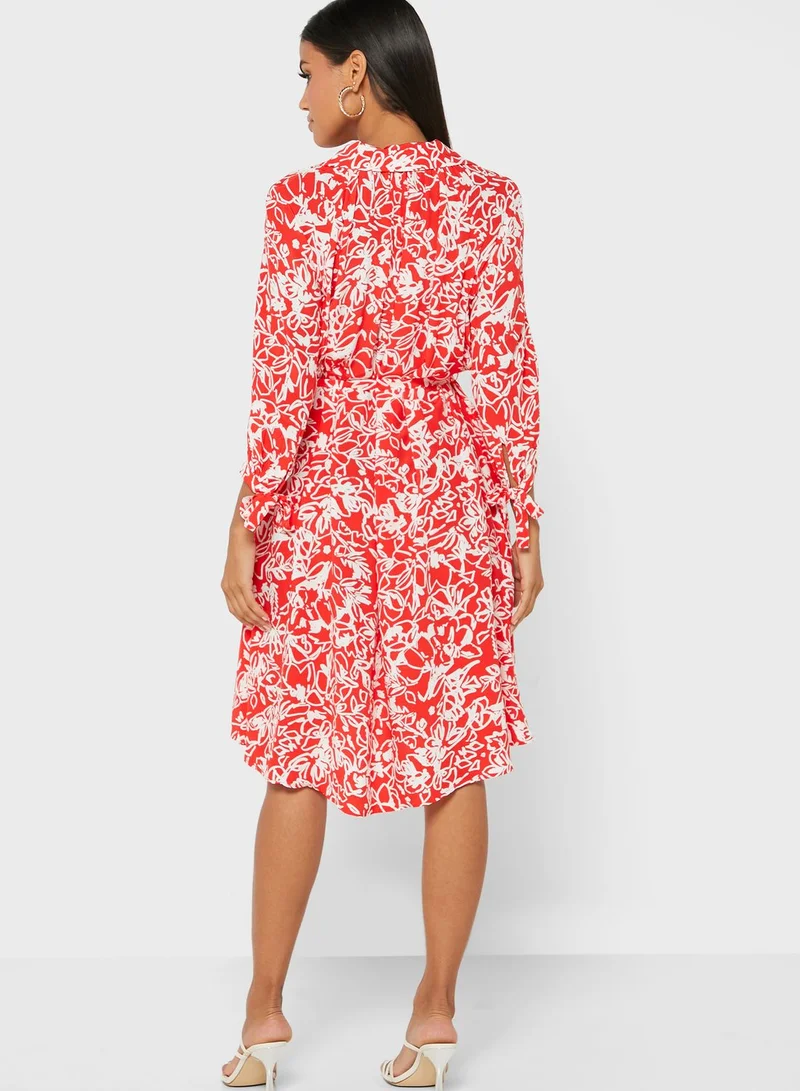 French Connection Floral Print Shirt Dress