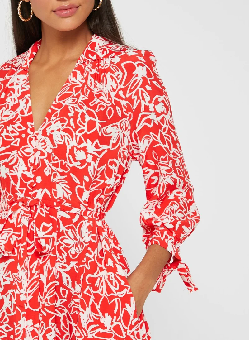 French Connection Floral Print Shirt Dress