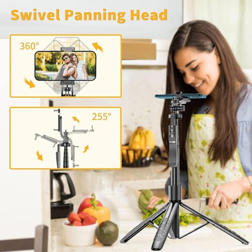 AMBLIC 62Inch Long Selfie Stick with Tripod Stand | 360° Rotating & Handle Grip Anti Shake Shooting & Detachable Bluetooh Remote Selfie Stick for Photography & Vlogging for All Smartphones - Image 4
