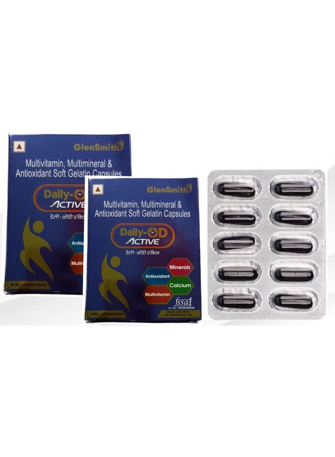Daily-OD Active Multivitamin, Multimineral & Antioxidant Soft Gelatin Capsules with Calcium, 10 Capsules Pack of -2 - Image 1