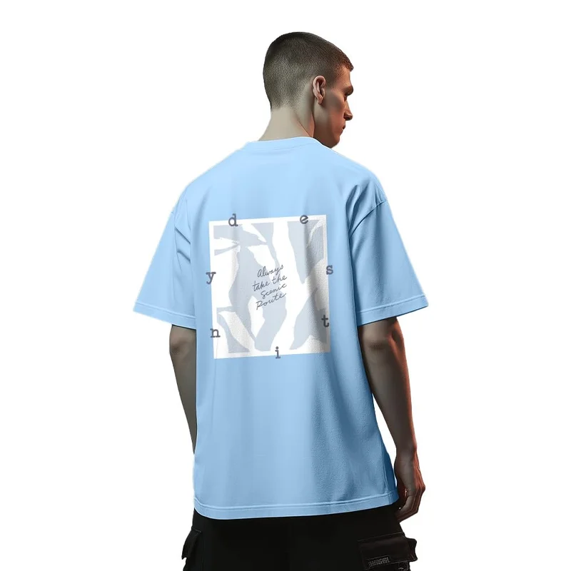 NOBERO  Light Blue Oversized Fit T-Shirt for Men for Men | Best Price UAE
