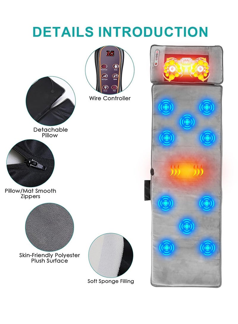 EzzySo Full Body Massage Mat With Heat & Movable Shiatsu Neck Back Massager Pillow Upgraded Massage Mattress Pad With 9 Massage Modes For Neck Back Leg Pain Relief Calf Muscle Relaxation  - Image 3