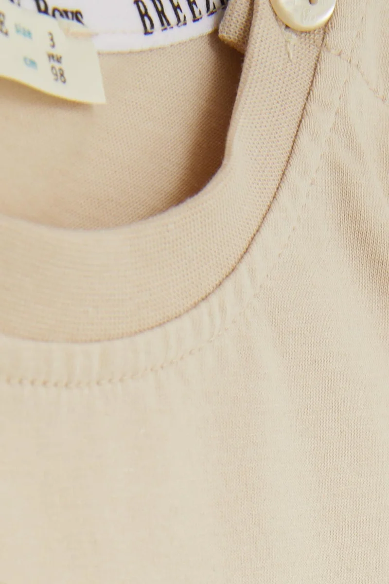 بريز Baby Boy T-Shirt with Pockets and Buttons on Sleeves and Accessories 9 Months-3 Years, Beige