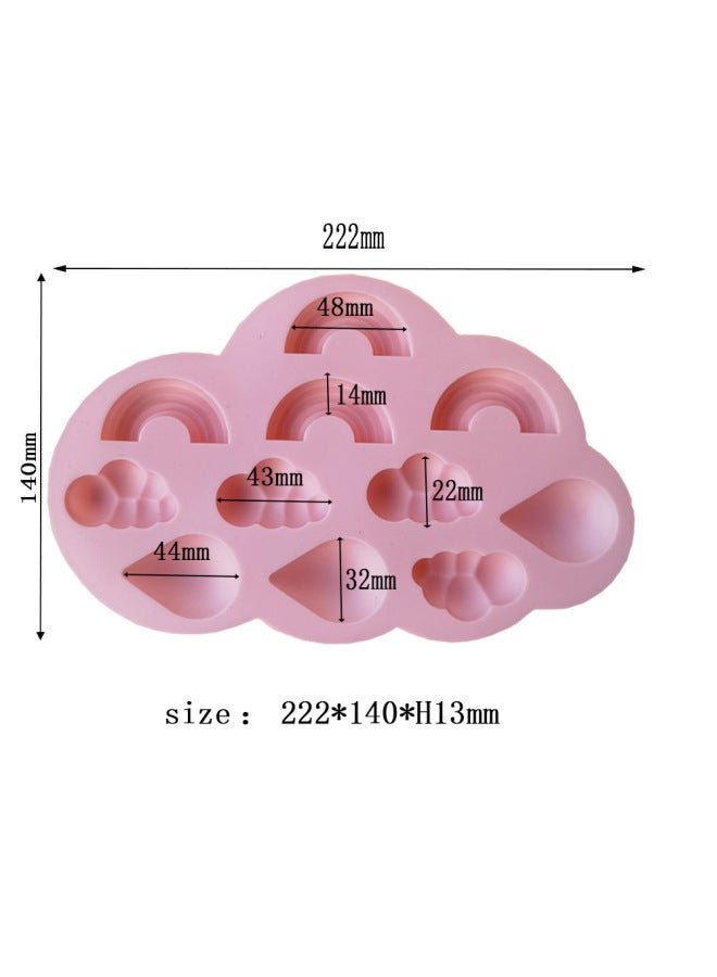 Clouds Rainbow DIY Chocolate Silicone Mold Cake Ice Cream Pudding Dessert Mold Soap Baking Utensils-Color:Rice Powder - Image 3