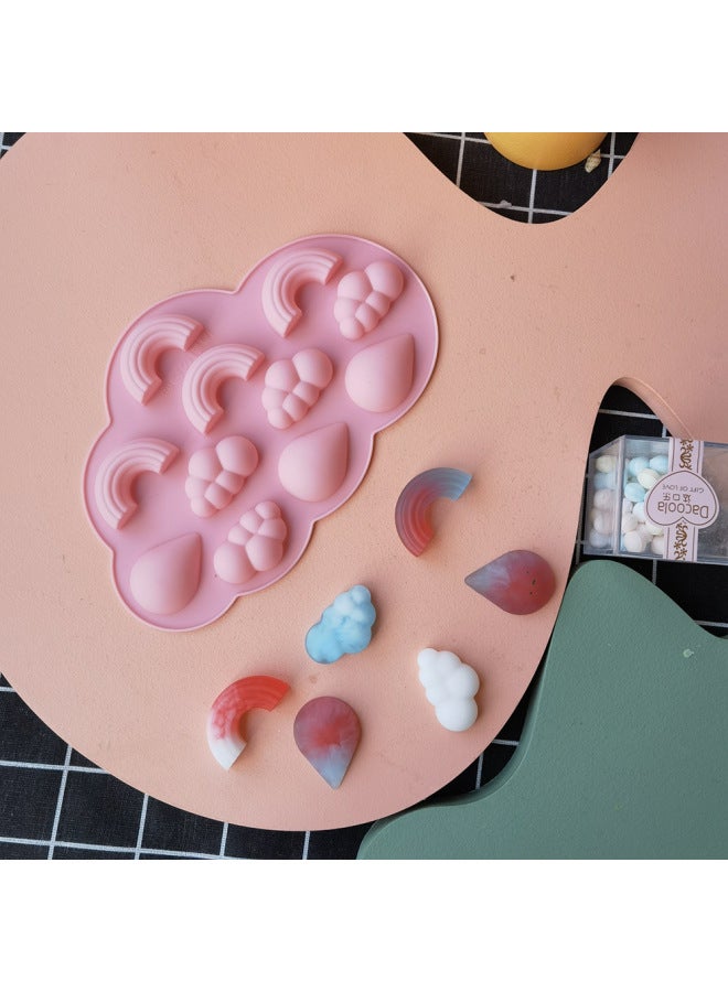 Clouds Rainbow DIY Chocolate Silicone Mold Cake Ice Cream Pudding Dessert Mold Soap Baking Utensils-Color:Rice Powder - Image 2