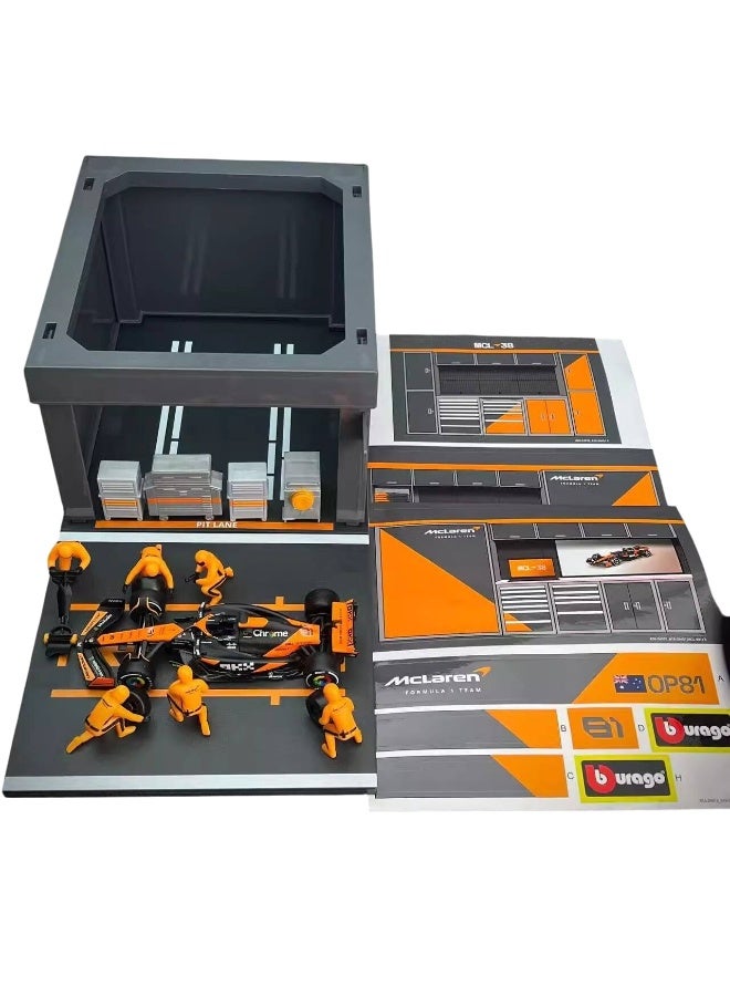 Bburago Formula One Racing McLaren MCL38 Miami Grand Prix 2024 Pit Pass Diorama Playset (1:43) - Image 2