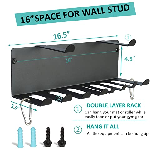 Alvade Multi-Purpose Gym Storage Rack Resistance Bands Holder Home Gym Accessories Storage Fitness Bands Rack Heavy Duty Hooks for Resistance Bands, Straps, Jump Ropes, Foam Rollers, Chains - Image 5