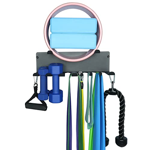 Alvade Multi-Purpose Gym Storage Rack Resistance Bands Holder Home Gym Accessories Storage Fitness Bands Rack Heavy Duty Hooks for Resistance Bands, Straps, Jump Ropes, Foam Rollers, Chains - Image 4