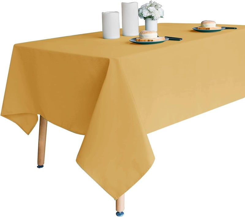 Obstal Gold Rectangle Table Cloth - Heavy Duty Water Resistance Polyester Tablecloth, Decorative Fabric Table Cover for Outdoor and Indoor Use, 60x84 Inch - Image 5