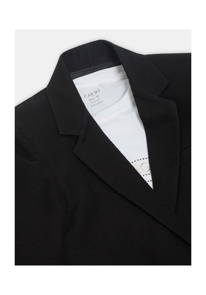 CAVIO Boys Cotton Blend Full Sleeves Solid Blazer - Image 3