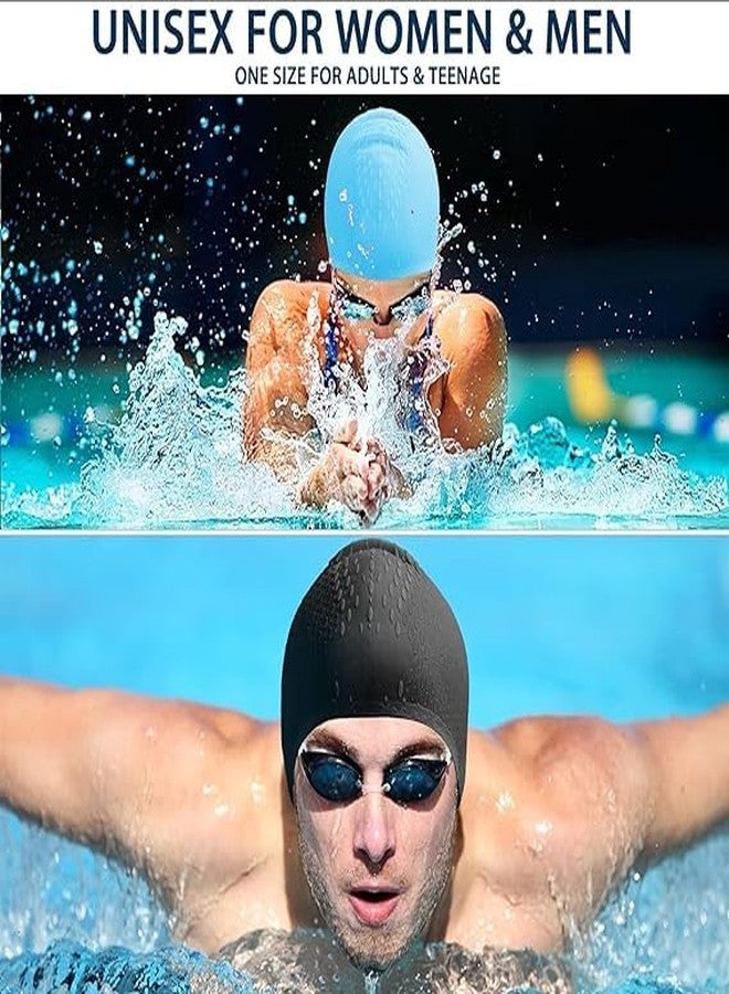 SOLDTRUE Bubble Swim Cap Waterproof Hair Protection Cap for Long Hair, Comfortable and Flexible for Swimming and Water Sports Women Men Adults Kids (Blue) - Image 2