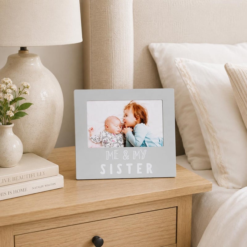 pearhead Me & My Sister Sentiment Photo Frame, Big Sister or Brother Gift, Sibilng Pictures, Gray - Image 5