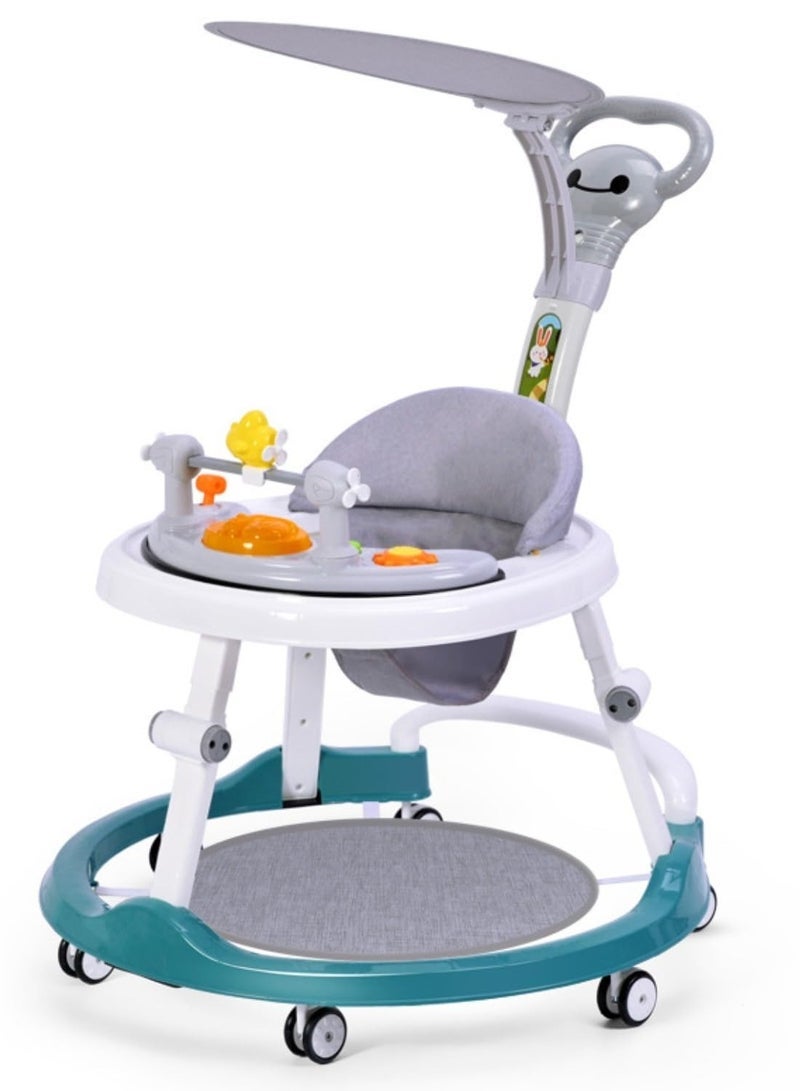 PENG GENERAL Baby Walker with Wheels, Foldable Baby Walker for Boys Girls, Activity Mute Anti-Rollover Infant Walker Adjustable Height Baby Push Walkers for Toddler 6-18 Months (Green plus) - Image 1