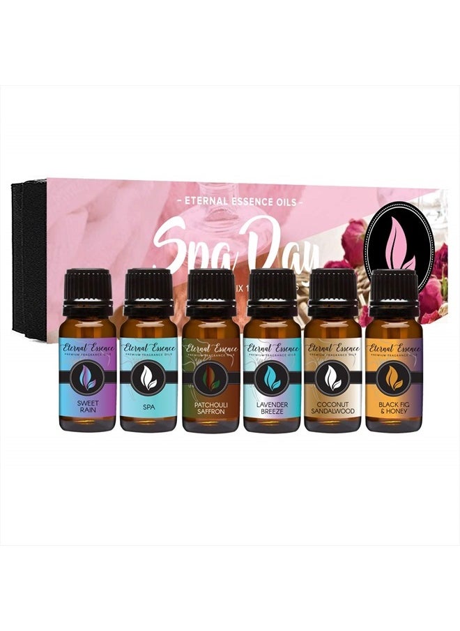Eternal Essence Oils - Spa Day - Gift Set of 6 Premium Fragrance Oils - Lavender Breeze, Sweet Rain, Coconut Sandalwood, Black Fig & Honey, Patchouli Saffron and Spa - Image 1