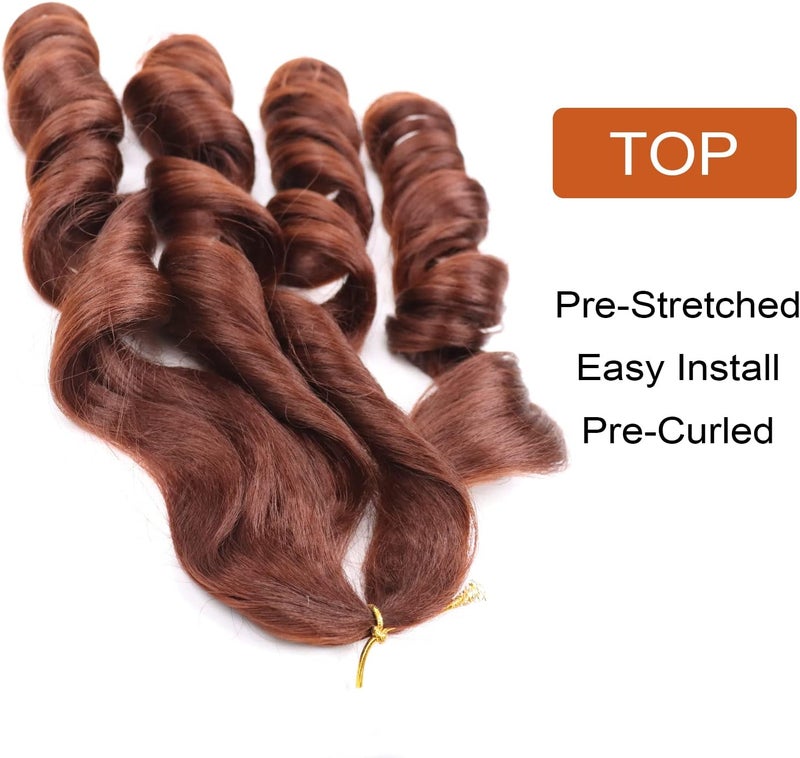 Lianzi Curly Pre-Stretched Braiding Hair for Box Braids 18 Inch 8 Packs French Curl Crochet Hair Spanish Wavy Hair Extensions (18 Inch/Pack of 8, 33) - Image 4