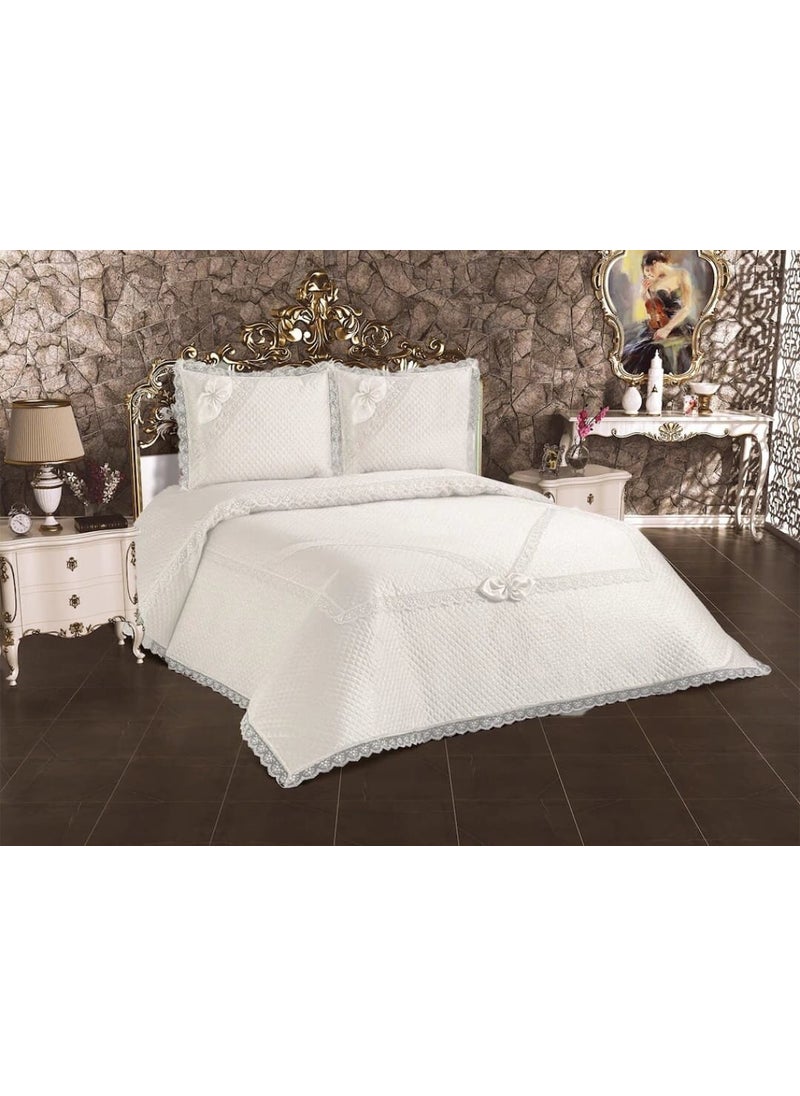 Kırlent Dünyası Throw Pillow World French Laced Double Bedspread Set 