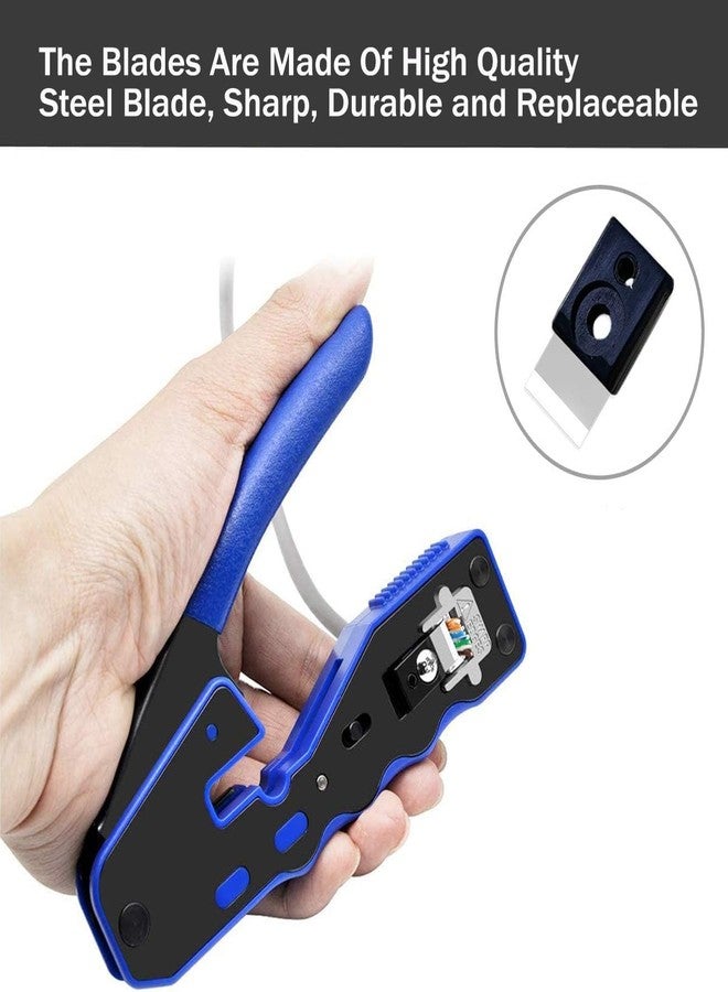 Inditrust RJ45 Crimping Tool Pass Through Cat5/Cat7 Multifunctional Crimp Tool Alloy Carbon Steel 6P 8P RJ11 RJ12 RJ45 STP/UTP Ethernet Cable with 5pc Cat6 Pass-Through Connectors and 5 boot covers - Image 2