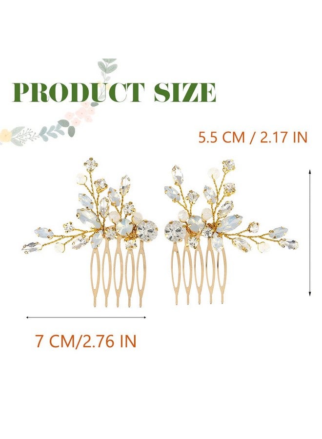 JONKY Crystal Bridal Hair Comb Gold Rhinestone Wedding Hair Pieces Bride Hair Accessories for Women(Pack of 2) - Image 4