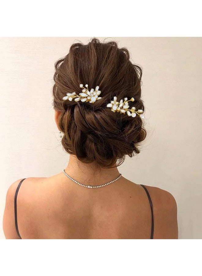 JONKY Crystal Bridal Hair Comb Gold Rhinestone Wedding Hair Pieces Bride Hair Accessories for Women(Pack of 2) - Image 3