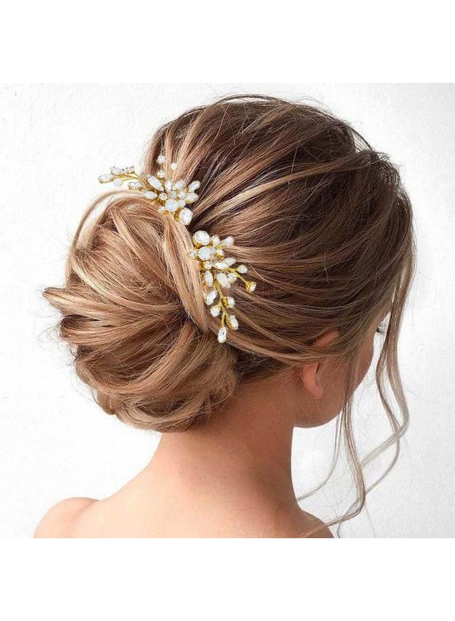 JONKY Crystal Bridal Hair Comb Gold Rhinestone Wedding Hair Pieces Bride Hair Accessories for Women(Pack of 2) - Image 5