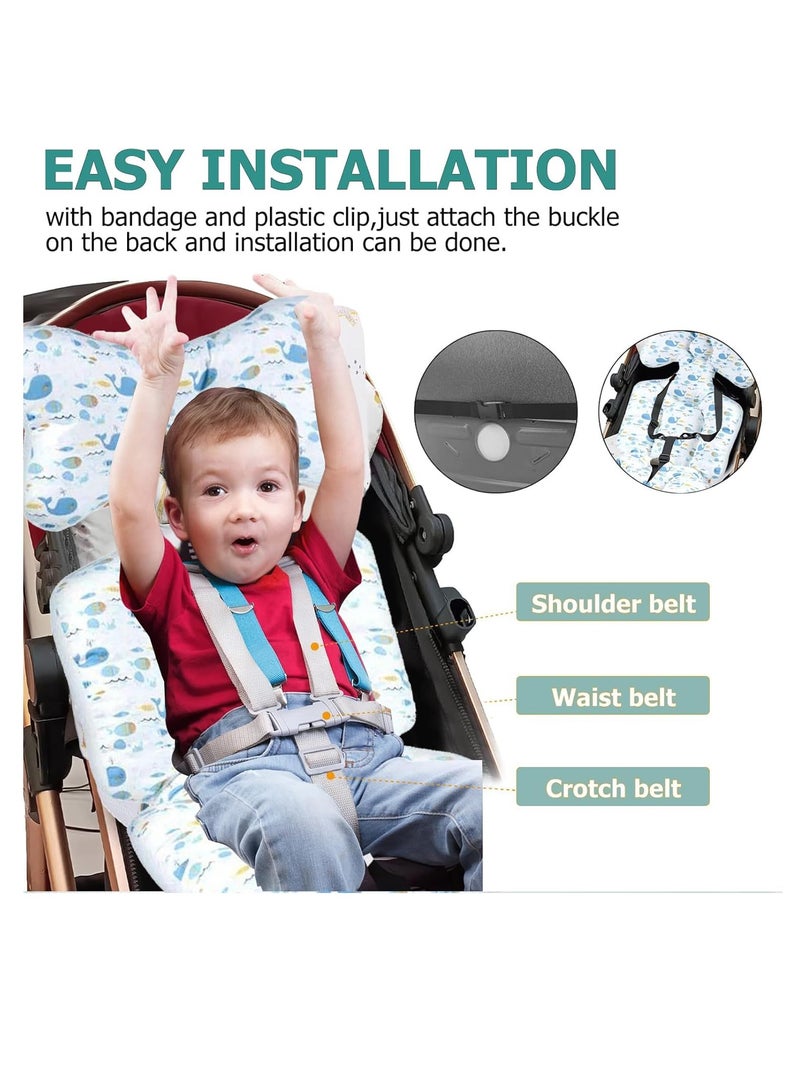 Beauenty Baby Stroller CushionSeat Pad Liner Blue Baby Seat Pad Liner for StrolleSoft and Breathable 3D Air Mesh Cotton Universal Baby Stroller Cushion Infant Stroller Liner Insert Car Seat Liner Cover, Non - Image 3