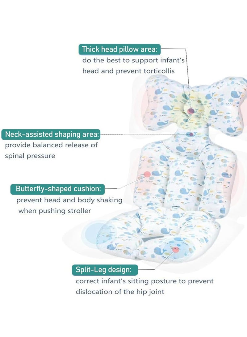 Beauenty Baby Stroller CushionSeat Pad Liner Blue Baby Seat Pad Liner for StrolleSoft and Breathable 3D Air Mesh Cotton Universal Baby Stroller Cushion Infant Stroller Liner Insert Car Seat Liner Cover, Non - Image 4