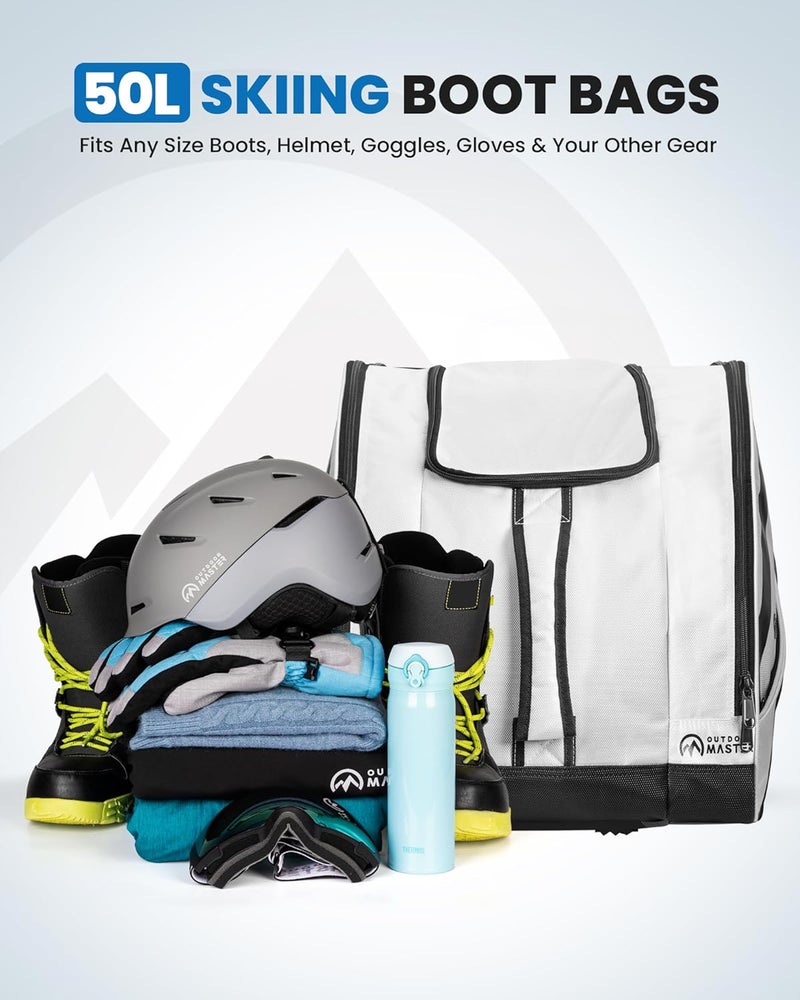 OutdoorMaster Boot Bag - 50L Ski Boots and Snowboard Boots Bag, Excellent for Travel with Waterproof Exterior & Bottom - for Men, Women and Youth - Image 2