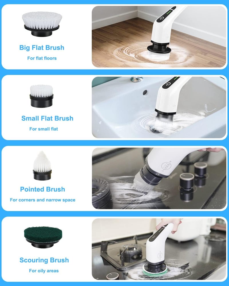 Leebein Electric Rotating Cleaning Brush, Cordless Cleaning Brush with 8 Replaceable Brush Heads, Electric Spin Scrubber with 137 cm Adjustable Handle for Bathroom, Kitchen, Car Longevity optimized build - Image 5