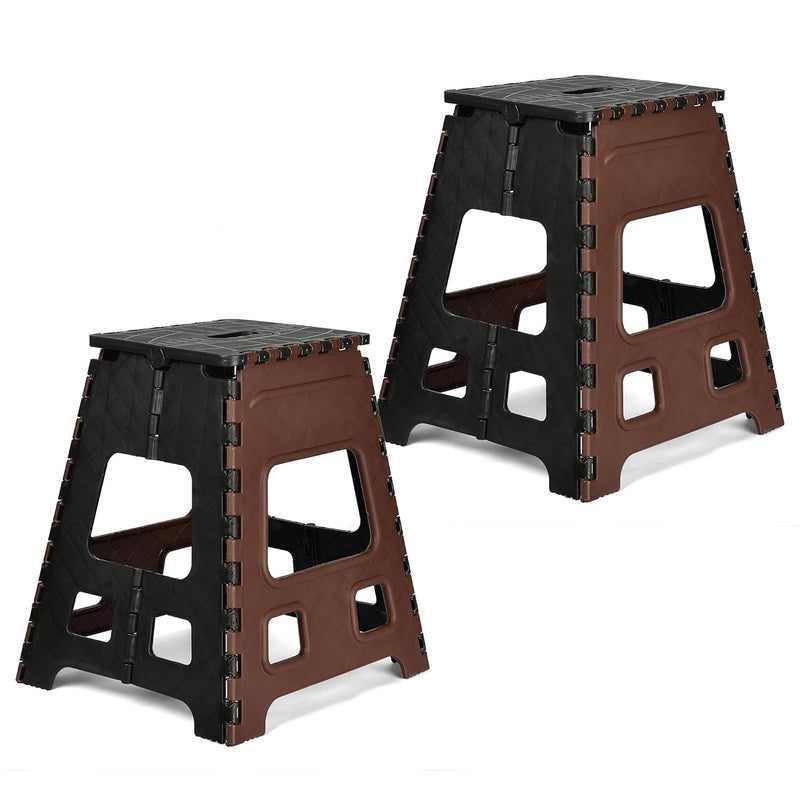 Kuber Industries Kuber Industries Pack of 2 Stool Stool for OutdoorFishingHikingGardening Foldable Stool Collapsible Camping Chair Portable Stool Multipurpose Sitting Stool Large Brown Black  - Image 1