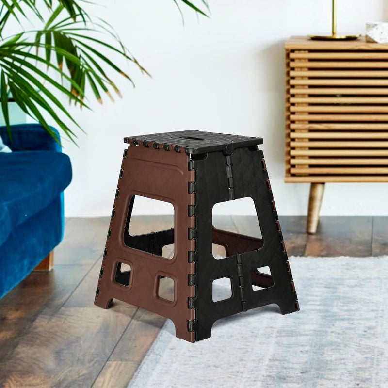 Kuber Industries Kuber Industries Pack of 2 Stool Stool for OutdoorFishingHikingGardening Foldable Stool Collapsible Camping Chair Portable Stool Multipurpose Sitting Stool Large Brown Black  - Image 2