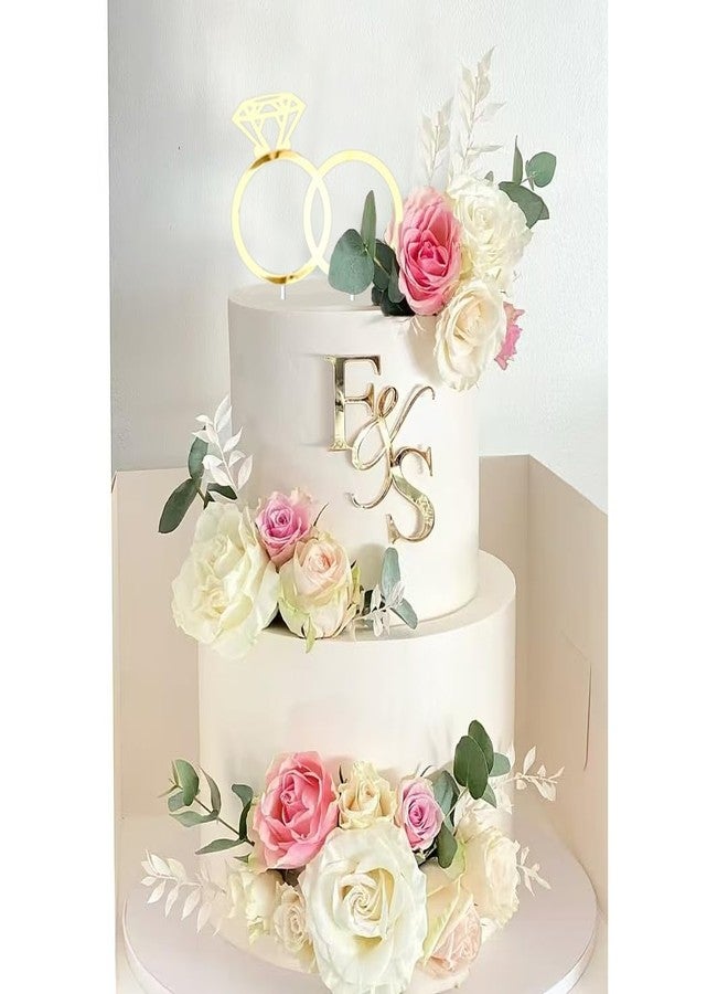 DiDida Wedding Cake Topper Diamond Ring Cake Topper with 26 Letter Personalize Bride and Groom Initial Sign - Image 4