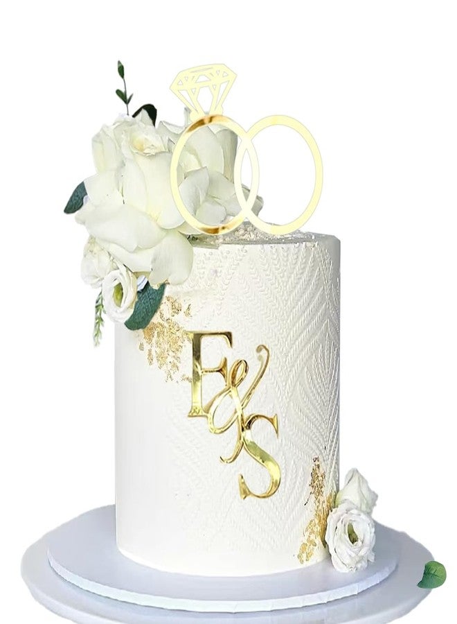DiDida Wedding Cake Topper Diamond Ring Cake Topper with 26 Letter Personalize Bride and Groom Initial Sign - Image 3