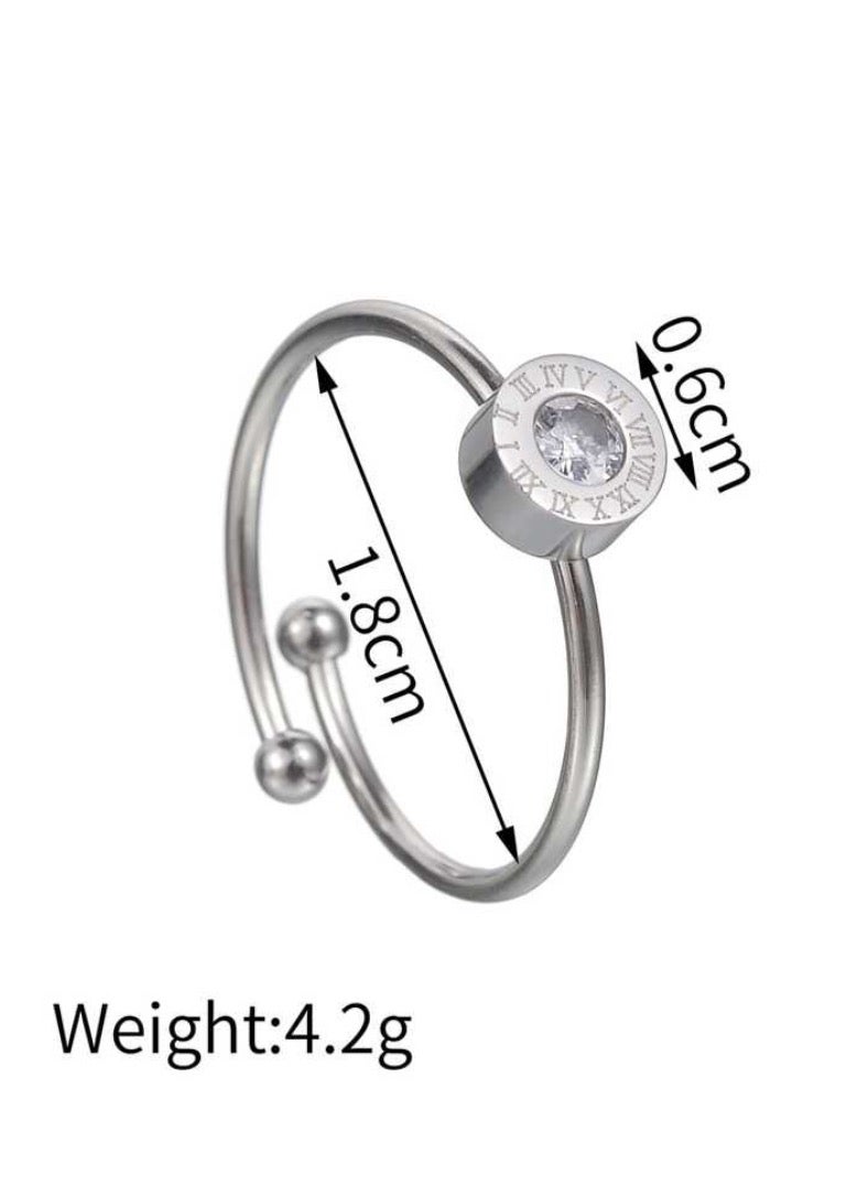 إيكوال خاتم نسائي من الاستانلس ستيل باللون الفضي انيق وعصري بمقاس موحد - Image 4