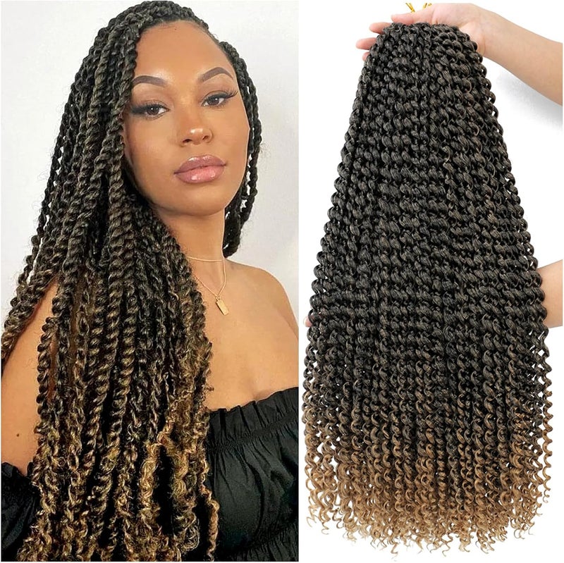 Dansama Passion Twist Hair Water Wave Braiding Hair for Butterfly Style Crochet Braids Bohemian Hair Extensions (24inch (Pack of 7), T1B/27) - Image 1