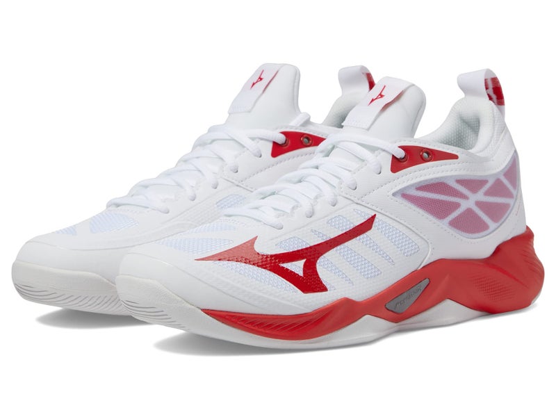 Mizuno Women's Wave Dimension Volleyball Shoe, White-Red, 12 - Image 1