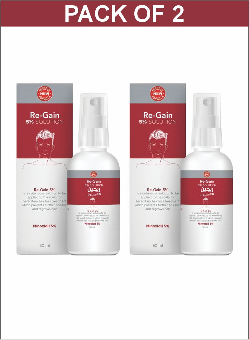 Top Pick Re-Gain  Minoxidil 5% Hair Serum (50ml) for Enhanced Scalp Absorption 2 Months Supply (2 Bottles x 50ml)