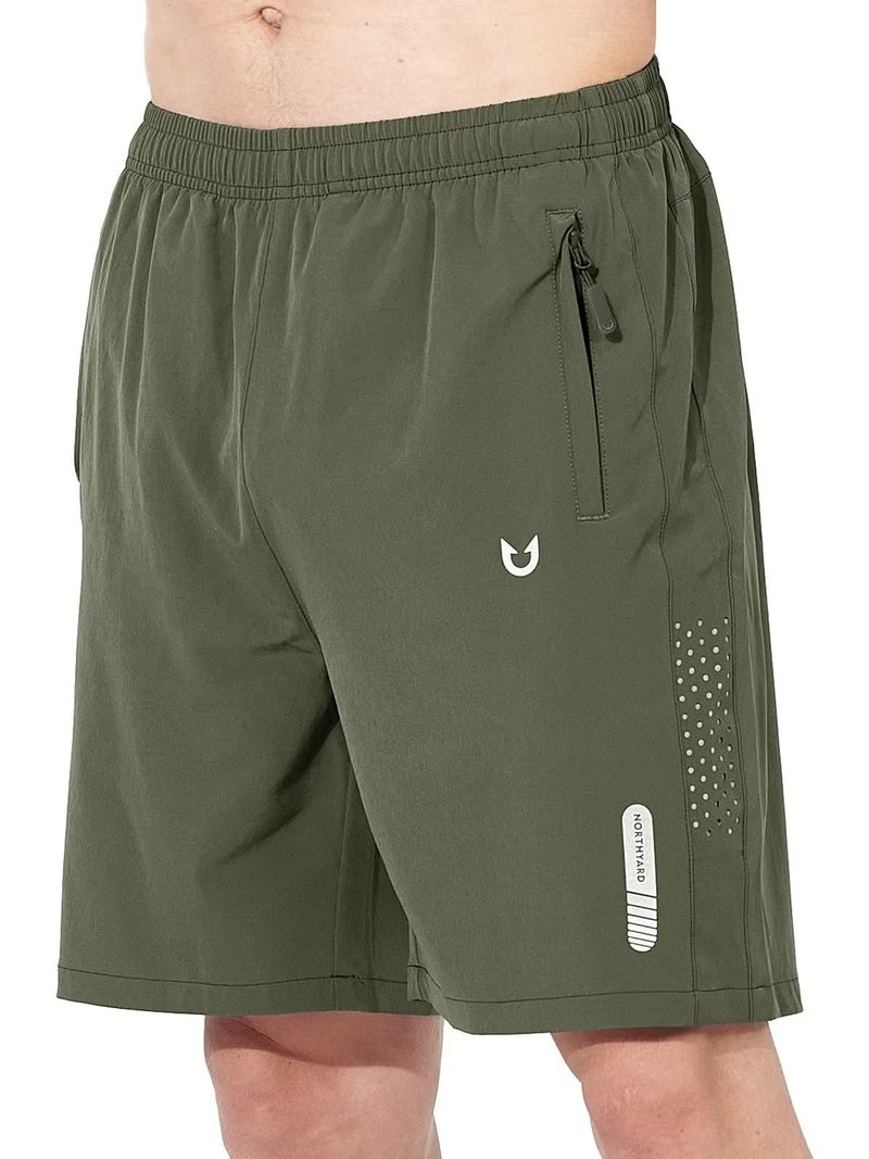 NORTHYARD Men's Athletic Running Shorts Quick Dry Workout Shorts 7"/ 5"/ 9" Lightweight Sports Gym Basketball Shorts Hiking Exercise ArmyGreen M - Image 1