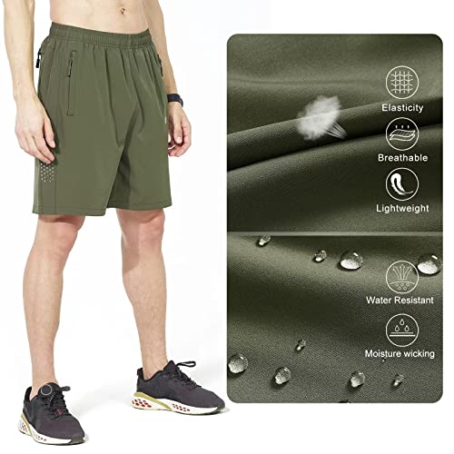 NORTHYARD Men's Athletic Running Shorts Quick Dry Workout Shorts 7"/ 5"/ 9" Lightweight Sports Gym Basketball Shorts Hiking Exercise ArmyGreen M - Image 5