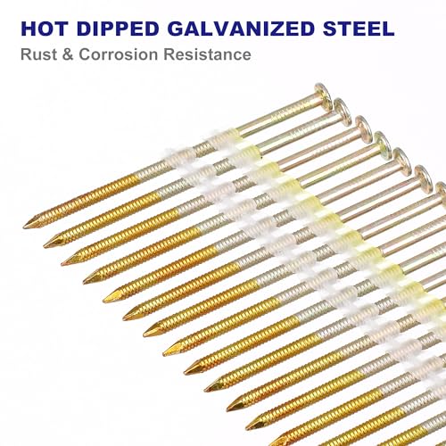 HW HAMWOO Framing Nails,21°Round Head Nail Pack,1000-Pack (2"- 250Pcs,2-1/2"- 250Pcs,3"- 250Pcs, 3-1/2"- 250Pcs),Galvanized Nail,Ring Shank - Image 4