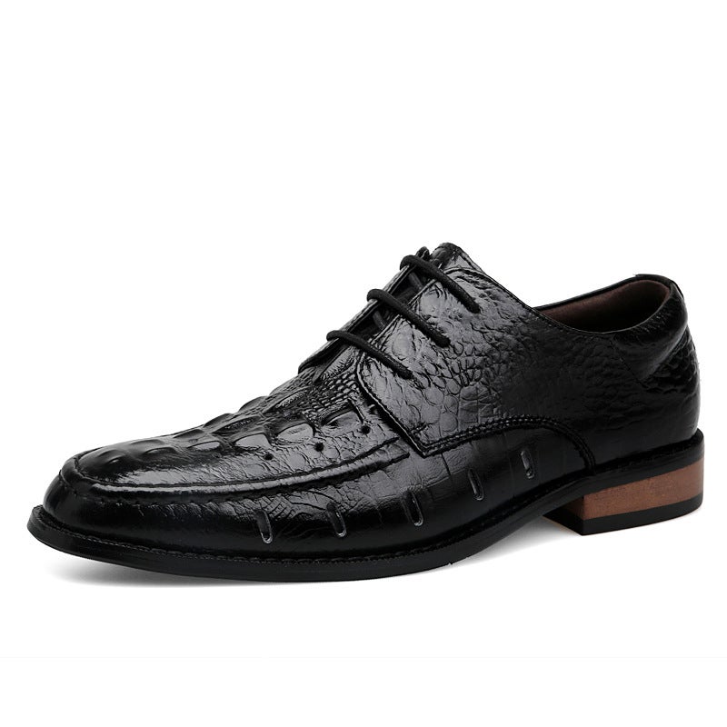 6695 Men'S And Women'S Hollow-Out Leather Shoes Low-Top Genuine Leather Crocodile Pattern Craft Face Hole Casual Shoes Wooden Base Single-Layer Shoes - Image 3