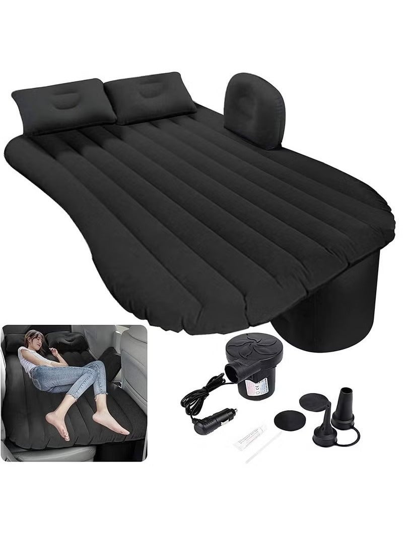 Car Air Mattress, Removable Black Backseat Air Bed with Air-Pump, Portable Car Travel Bed with Pillows - Image 2