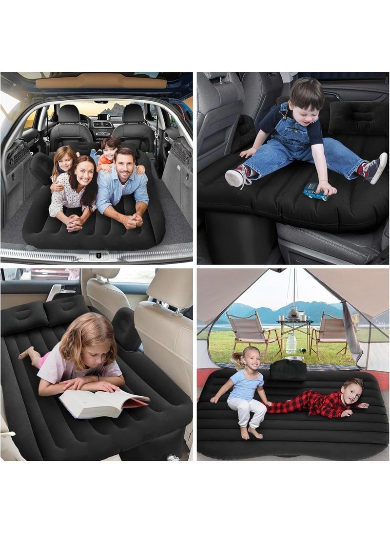 Car Air Mattress, Removable Black Backseat Air Bed with Air-Pump, Portable Car Travel Bed with Pillows - Image 4