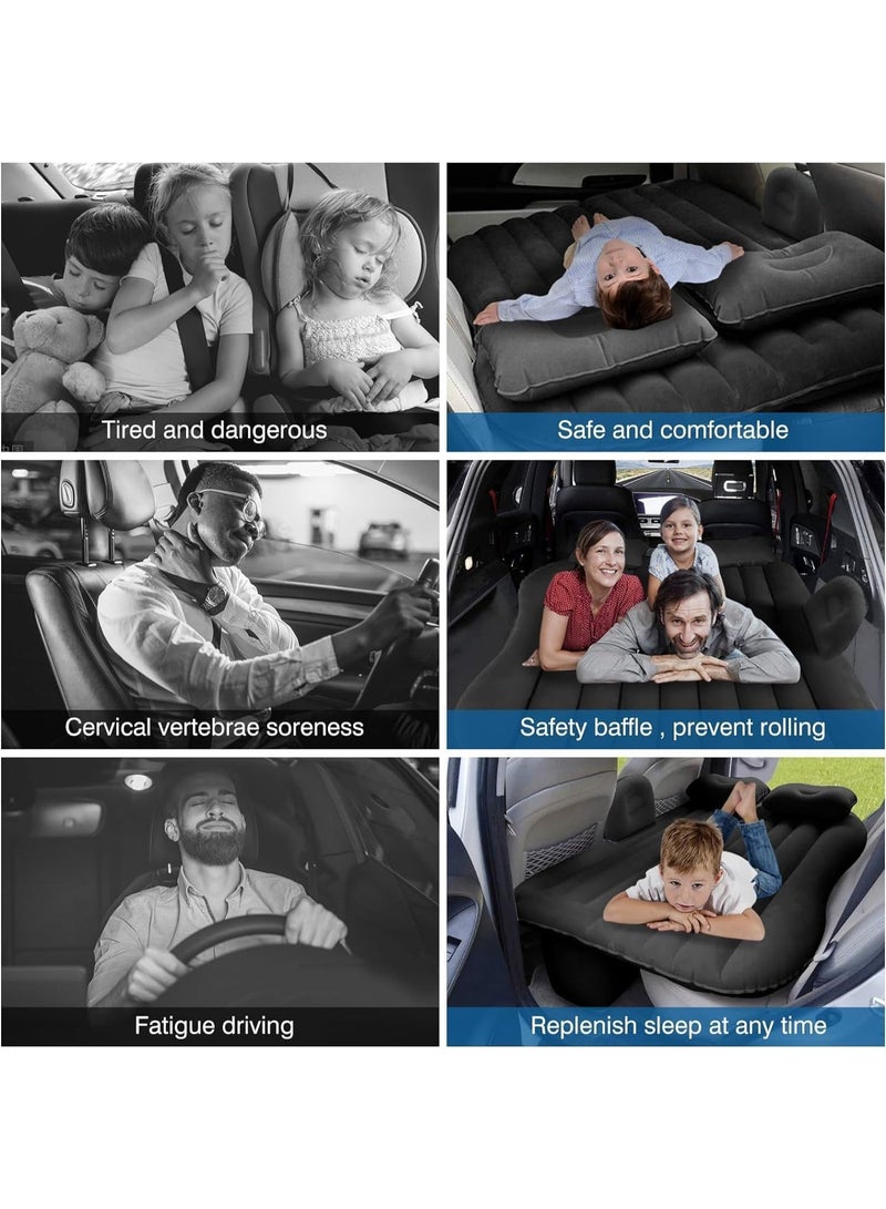 Car Air Mattress, Removable Black Backseat Air Bed with Air-Pump, Portable Car Travel Bed with Pillows - Image 5