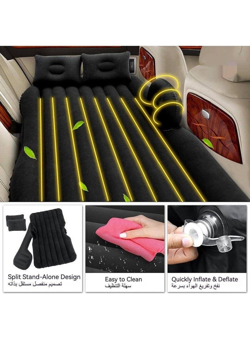 Car Air Mattress, Removable Black Backseat Air Bed with Air-Pump, Portable Car Travel Bed with Pillows - Image 3
