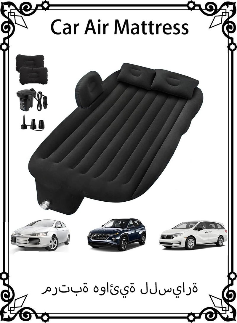 Car Air Mattress, Removable Black Backseat Air Bed with Air-Pump, Portable Car Travel Bed with Pillows - Image 1