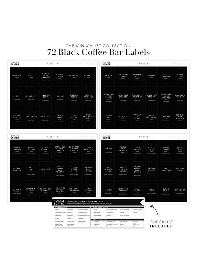 Savvy & Sorted Black Coffee Labels For Coffee Bar 72 Coffee Syrup Labels For Coffee Station Organizer Labels Stickers For Coffee Bar Accessories Gifts Coffee Bar Organizer Coffee Essentials  - Image 4