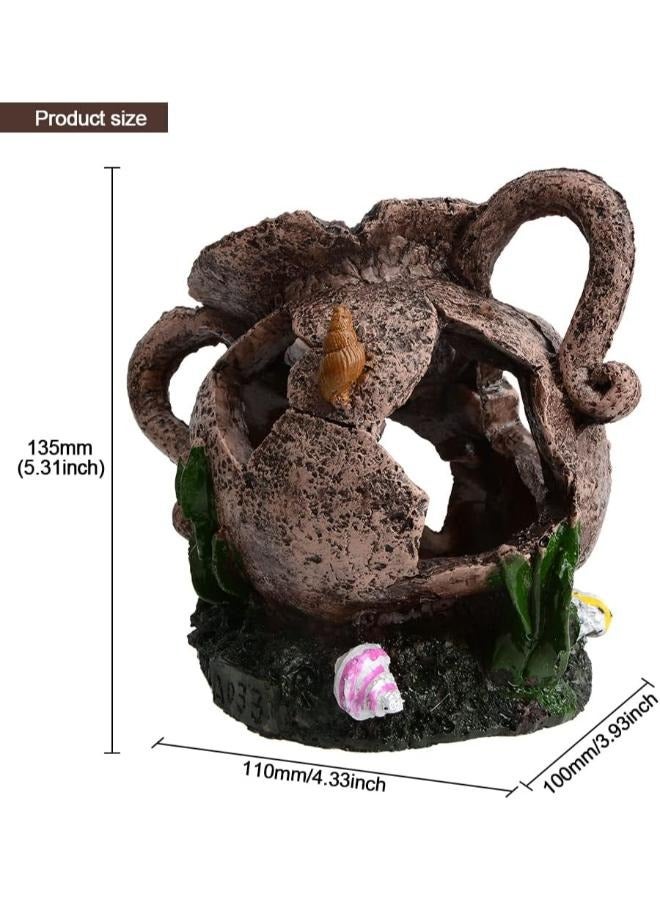 B&K وعاء مزهرية مكسورة سمكة جمبري يختبئ كهف حوض السمك زخرفة ديكور - Image 5